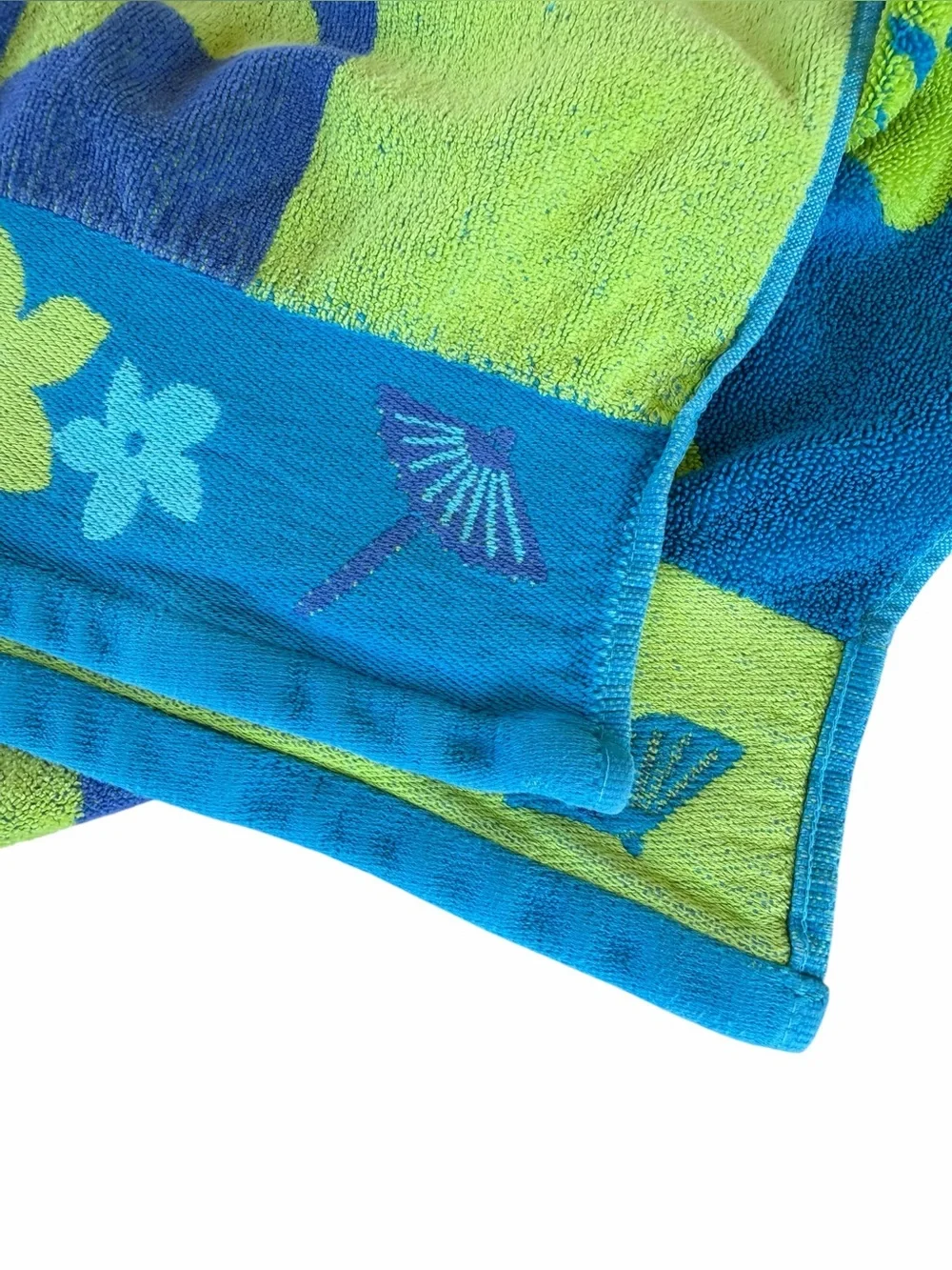 Kirkland Hawaiian Tiki Hibiscus Egyptian Cotton Lrg Beach Towel Blue Green 36x66